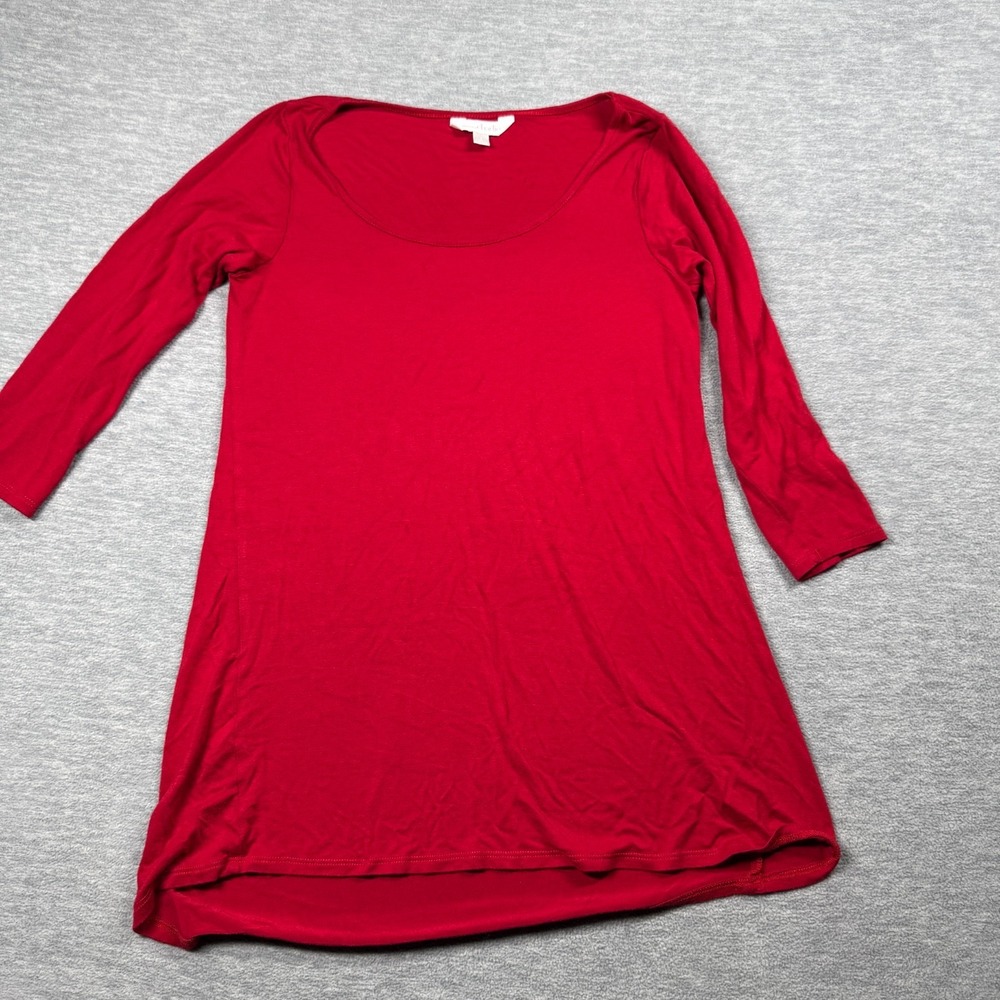 Charming Charlie Top Women S Red Solid Scoop Neck Long Sleeve Soft Knit Tunic